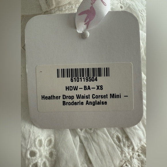 NEW $495 Fillyboo Heather Drop Waist Corset Mini Dress Broderie Anglaise XS - Picture 7 of 15